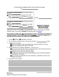 Document preview: Form DV-133 Request to Dissolve Protective Order (One Petitioner) - Alaska