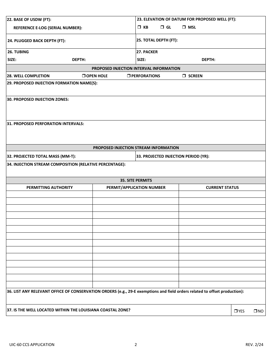 Form UIC-60 CCS Class VI Well Permit Application - Louisiana, Page 2