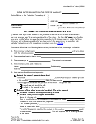 Document preview: Form PG-652 Acceptance of Guardian Appointment in a Will - Alaska