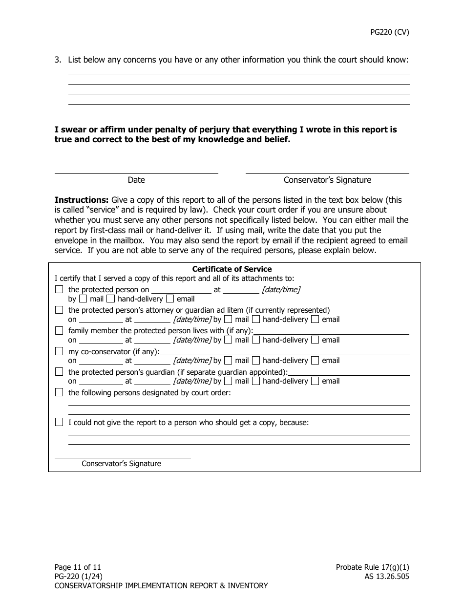 Form PG-220 Conservatorship Implementation Report and Inventory - Alaska, Page 12