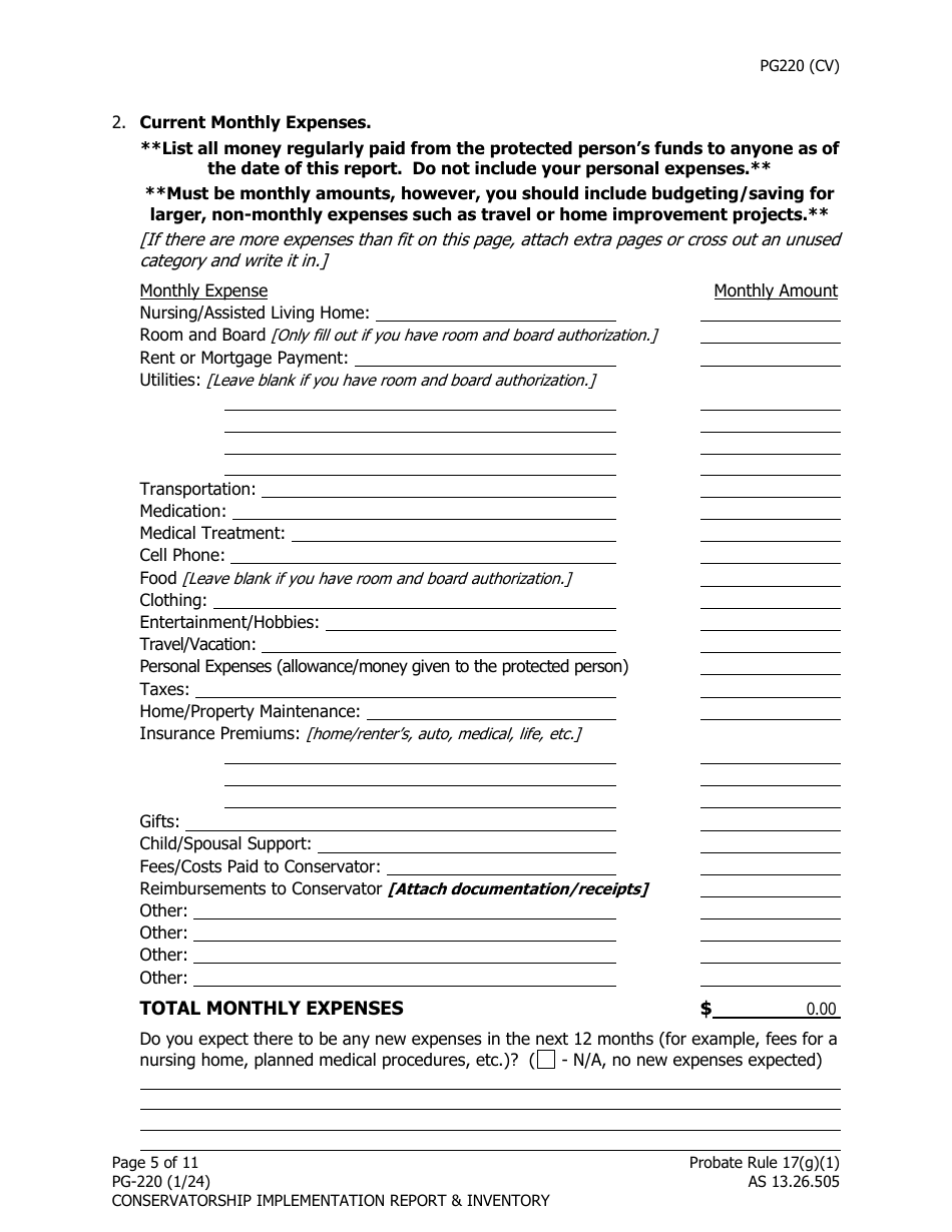 Form Pg 220 Download Fillable Pdf Or Fill Online Conservatorship Implementation Report And 0403