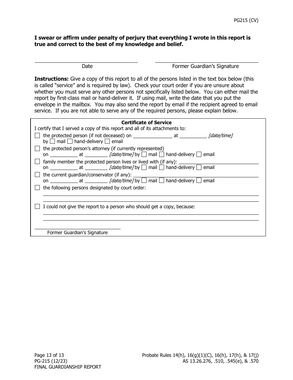 Form PG-215 Final Guardianship Report - Alaska, Page 14