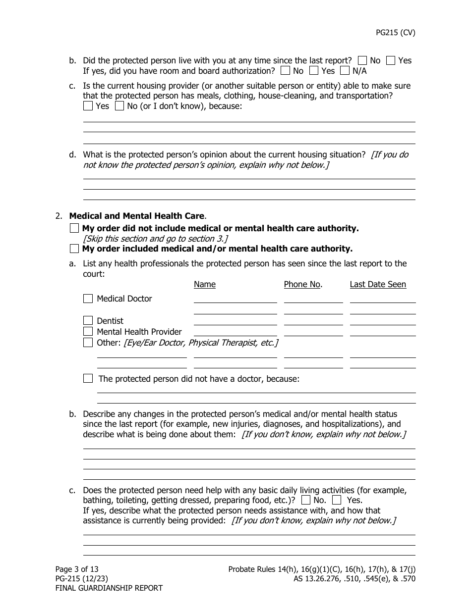 Form PG-215 Final Guardianship Report - Alaska, Page 4