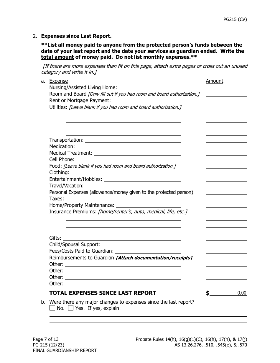 Form PG-215 Final Guardianship Report - Alaska, Page 8