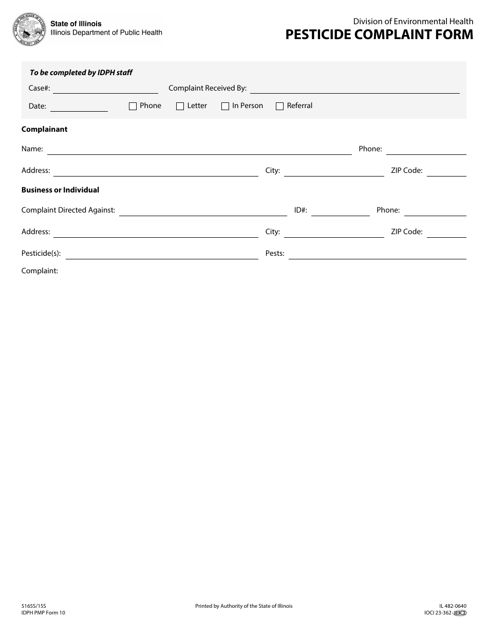 IDPH PMP Form 10 (IL482-0640) - Fill Out, Sign Online and Download ...