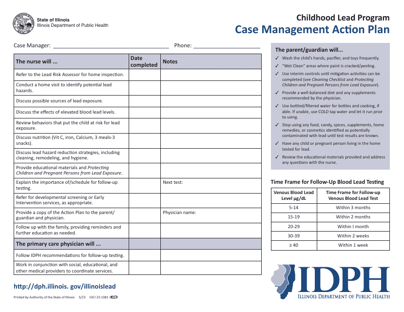 Case Management Action Plan - Childhood Lead Program - Illinois