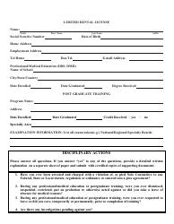 Limited Dental License Application - Rhode Island, Page 2