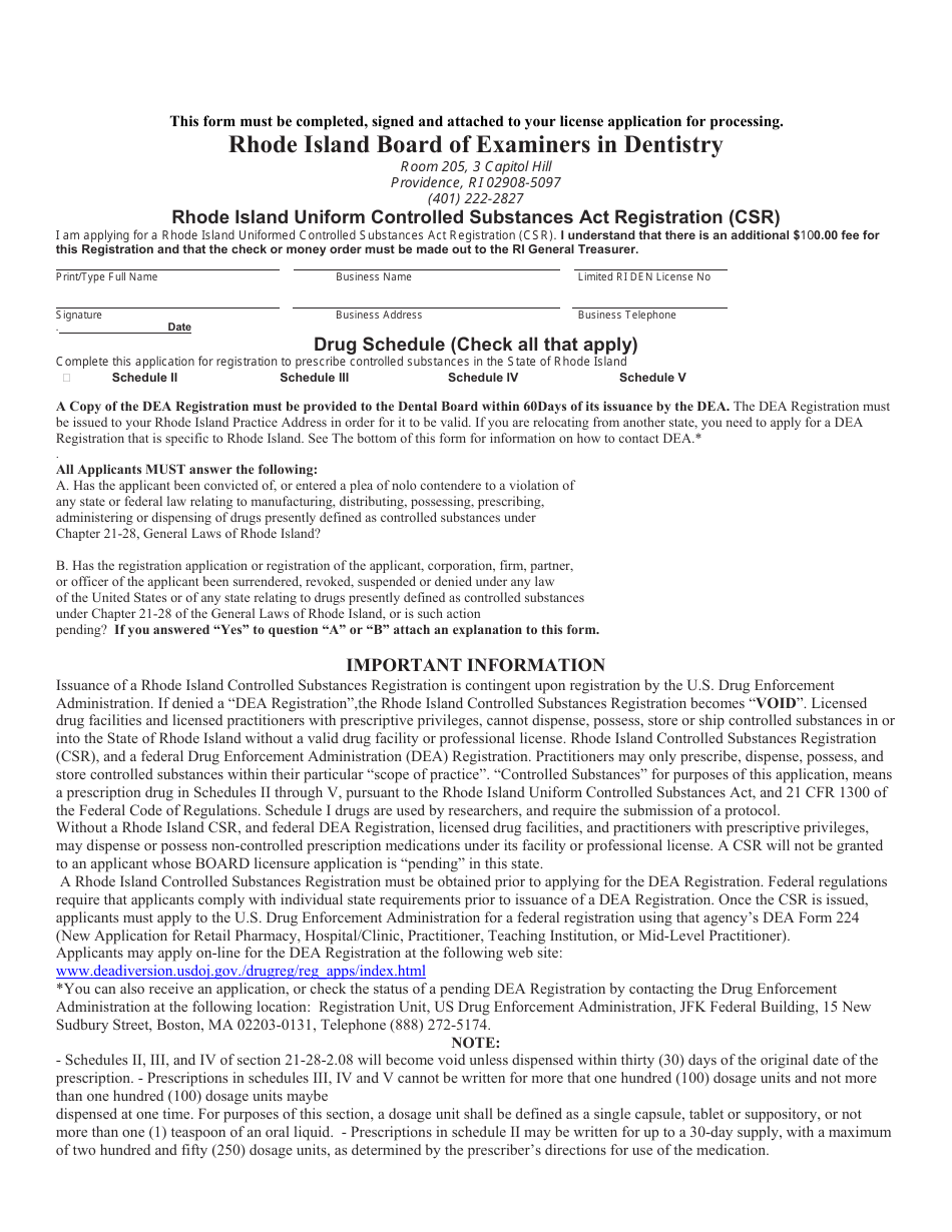 Limited Dental License Application - Rhode Island, Page 6