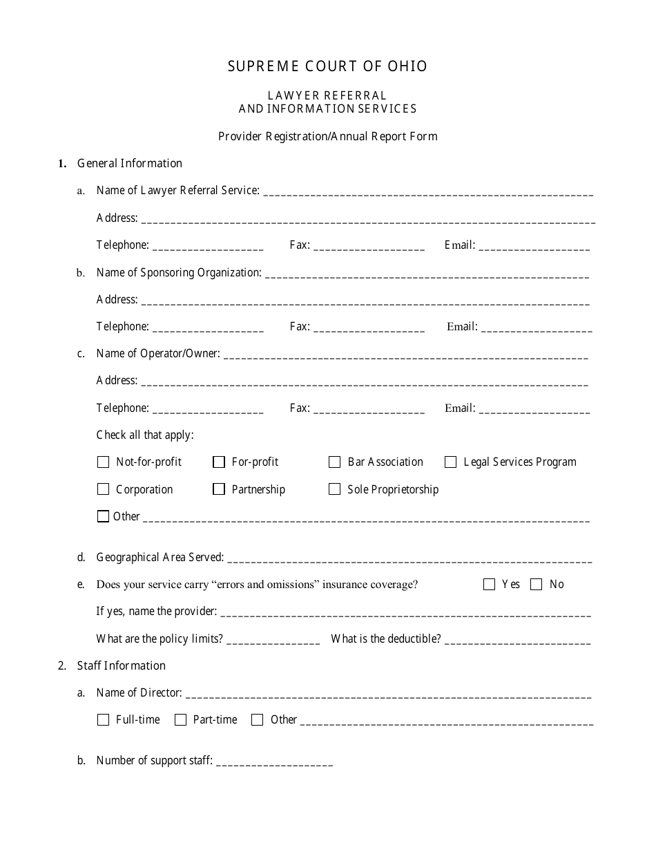 Form SCO-ASD-OAS-1112 Lawyer Referral and Information Services Provider Registration / Annual Report Form - Ohio, Page 2