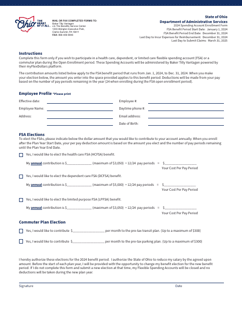 Spending Account Enrollment Form - Ohio, 2024