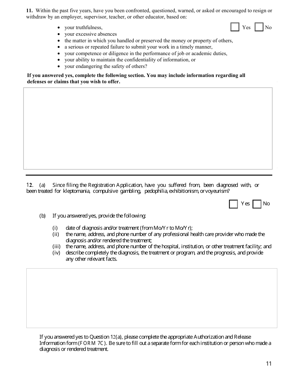 Applicants Supplemental Character Questionnaire - Ohio, Page 11