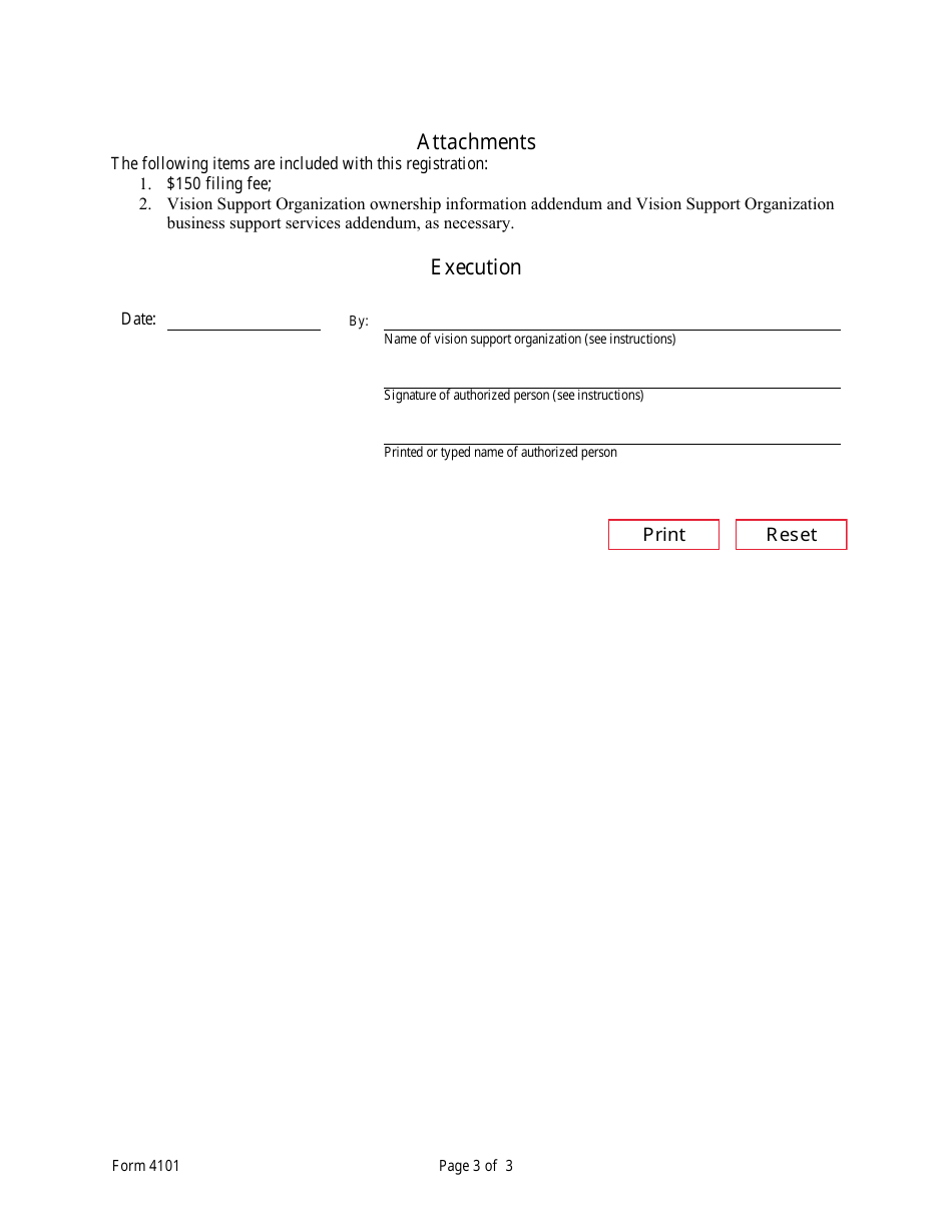 Form 4101 Vision Support Organization Information - Texas, Page 5