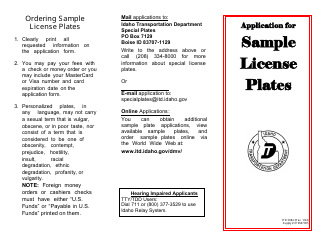 Form ITD3684 Sample Plate Application - Idaho, Page 2