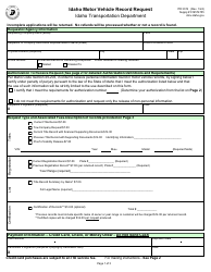 Document preview: Form ITD3374 Idaho Motor Vehicle Record Request - Idaho