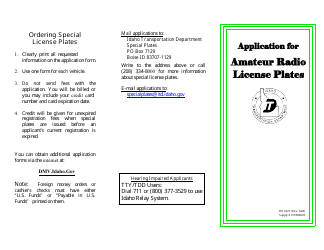 Form ITD3427 Amateur Radio License Plates - Idaho, Page 2