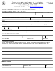 Document preview: Form ITD3628 Consumer Complaint and Request for Investigation - Idaho