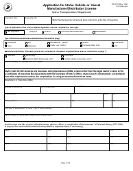 Form ITD3172 Application for Idaho Vehicle or Vessel Manufacturer/Distributor License - Idaho, Page 2
