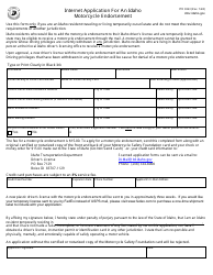Document preview: Form ITD3063 Internet Application for an Idaho Motorcycle Endorsement - Idaho