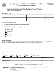Document preview: Form ITD5539 Family Request for Re-evaluation of Driving Privileges - Idaho