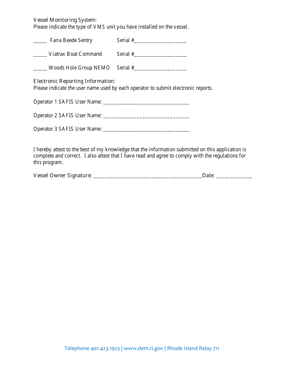 Summer / Fall Aggregate Program for Summer Flounder and Black Sea Bass Application - Rhode Island, Page 3