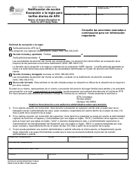DSHS Formulario 05-256 Notificacion De Accion Excepcion a La Regla Para Tarifas Diarias De Afh - Washington (Spanish)