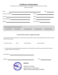 Certificate of Authenticity - Aviation Art Contest - Idaho, Page 2