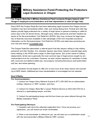 Military Assistance Panel Program Registration - Oregon