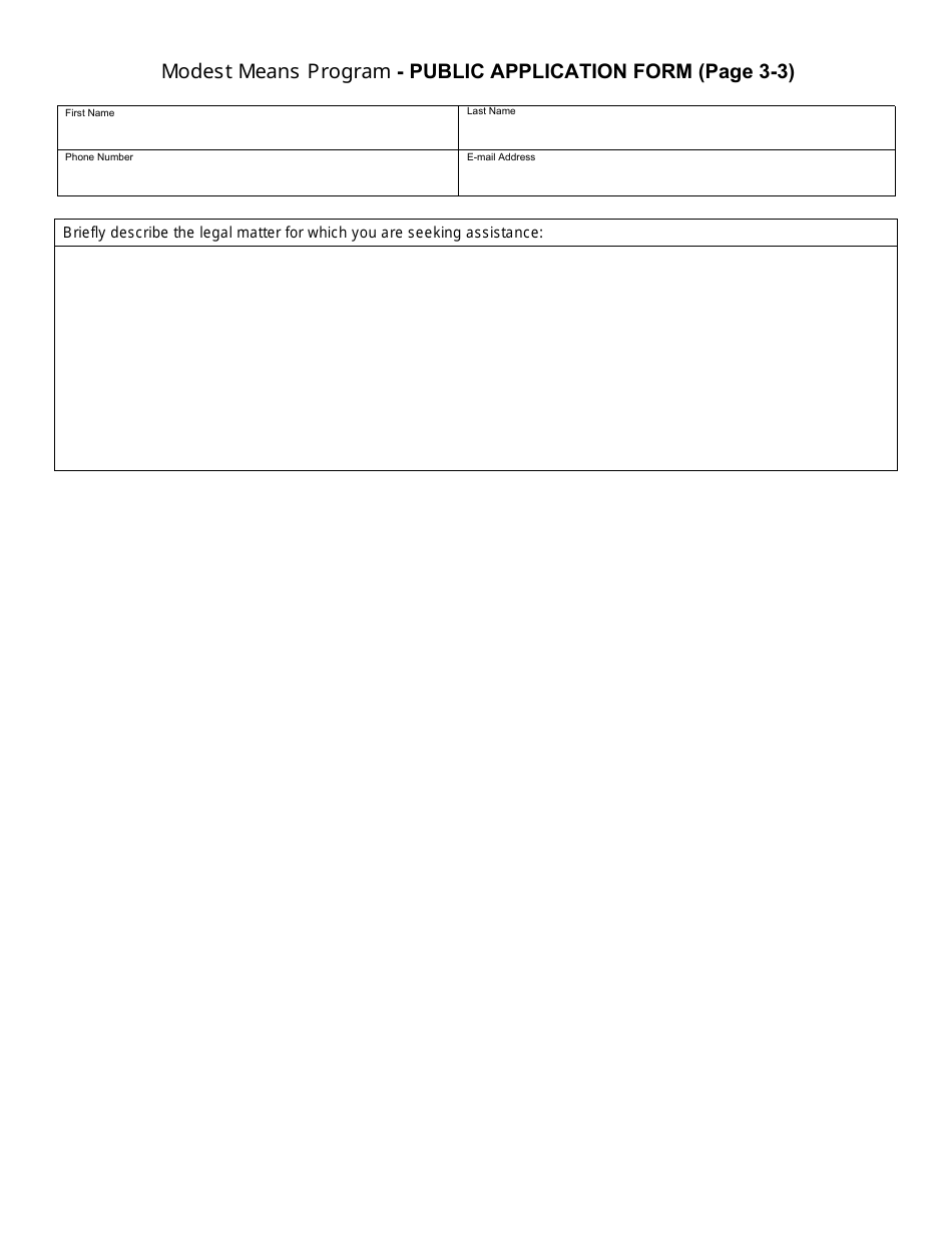 Public Application Form - Modest Means Program - Oregon, Page 5
