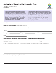 Agricultural Water Quality Complaint Form - Oregon