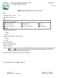 Document preview: Form OCP.F.05 Crop Organic System Plan - Oregon, 2024