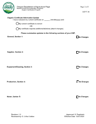 Form OCP.F.38 Annual Organic System Plan (Osp) Update Form - Handler - Oregon, Page 2