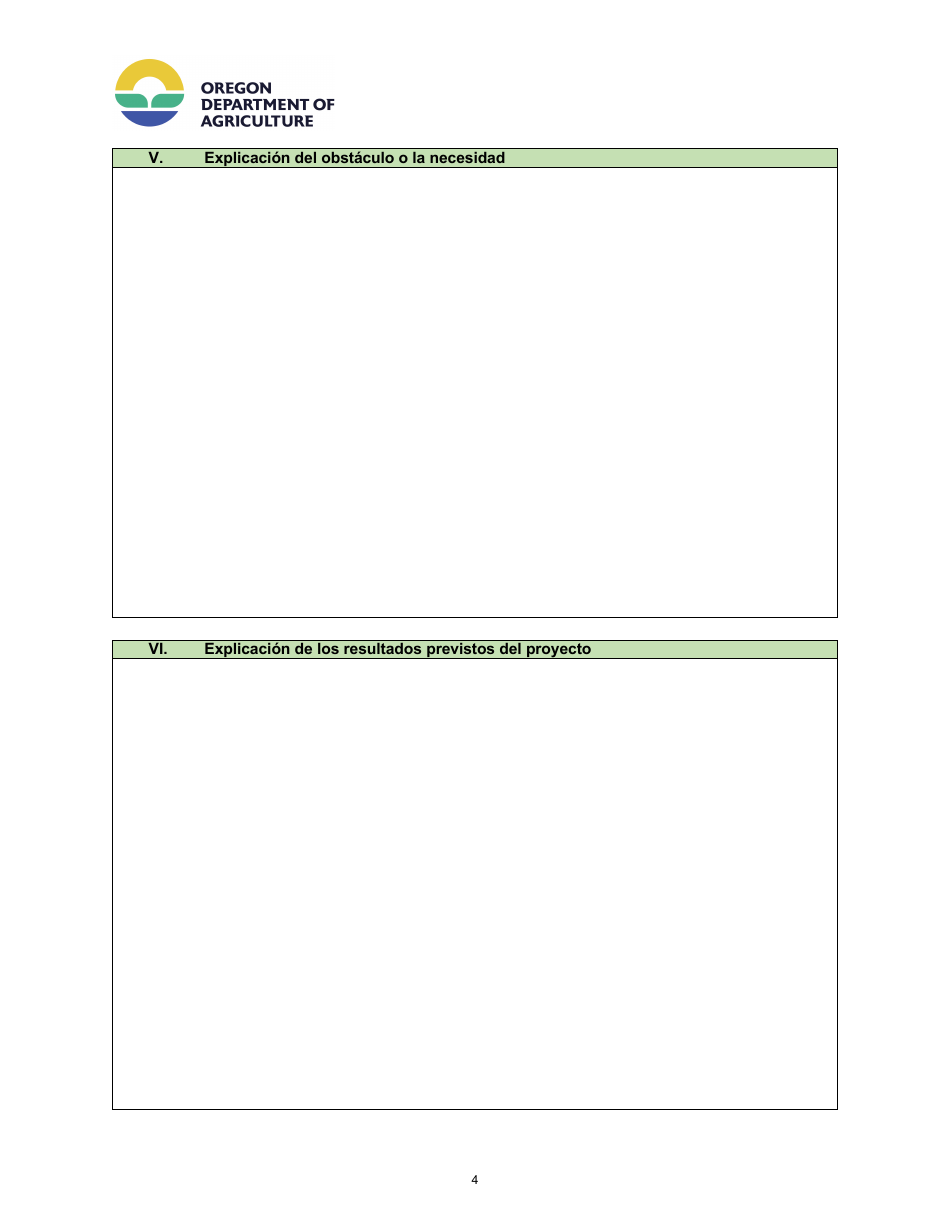 Formulario De Solicitud - Programa De Subvenciones Para El Desarrollo De Infraestructuras Y Capacidades De Procesadode Carne De Oregon - Oregon (Spanish), Page 4