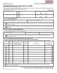 Form 4884 Attachment 23 Michigan Pension Schedule - Michigan