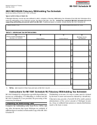 Document preview: Form MI-1041 (5029) Schedule W Michigan Fiduciary Withholding Tax Schedule - Michigan, 2023