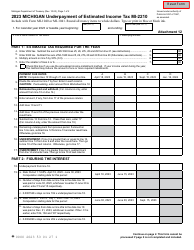 Form MI-2210 Michigan Underpayment of Estimated Income Tax - Michigan