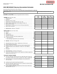 Document preview: Form MI-1041 (5537) Schedule NR Michigan Fiduciary Nonresident Schedule - Michigan, 2023