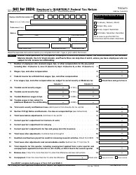 Document preview: IRS Form 941 Employer's Quarterly Federal Tax Return, 2024