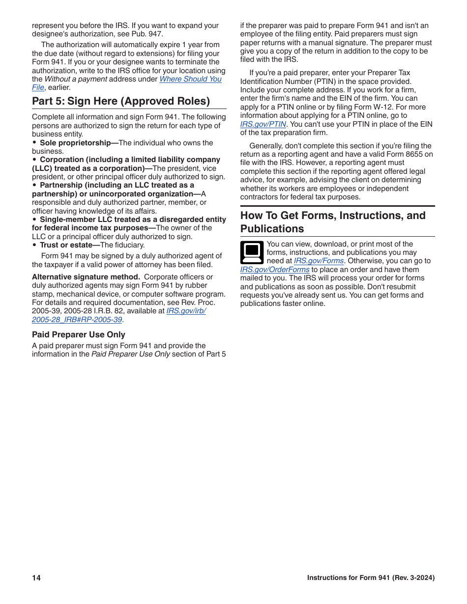 Instructions for IRS Form 941 Employers Quarterly Federal Tax Return, Page 14