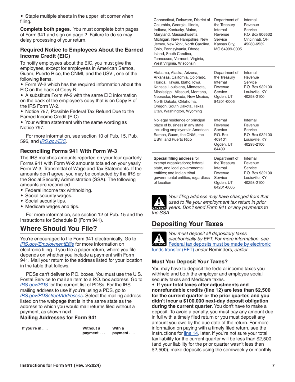 Instructions for IRS Form 941 Employers Quarterly Federal Tax Return, Page 7