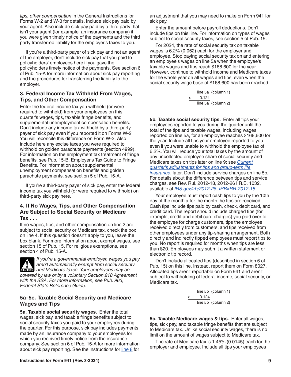 Instructions for IRS Form 941 Employers Quarterly Federal Tax Return, Page 9