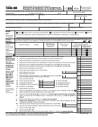 Document preview: IRS Formulario 1040-NR (SP) Declaracion De Impuestos Sobre Los Ingresos De Extranjeros No Residentes De Los Estados Unidos (Spanish), 2023