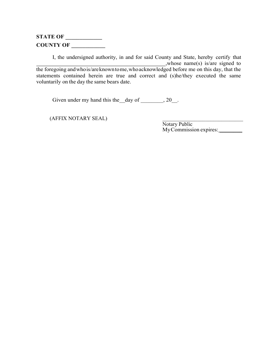 Affidavit for Publication (Petitioner(S)) - Alabama, Page 2