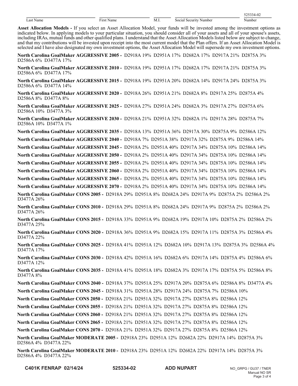 Participant Enrollment - Governmental 457(B) Plan - North Carolina, Page 3