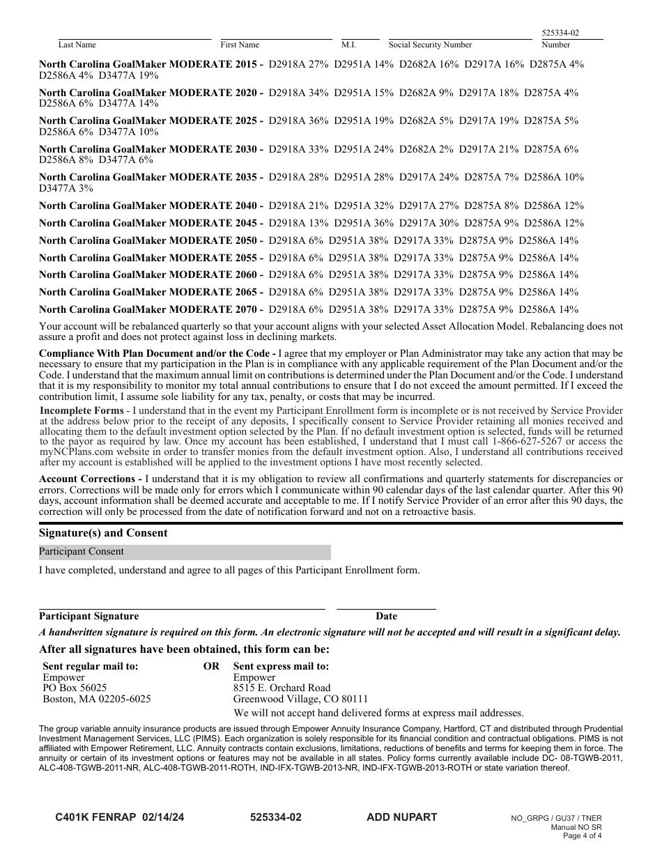 North Carolina Participant Enrollment - Governmental 457(B) Plan - Fill ...