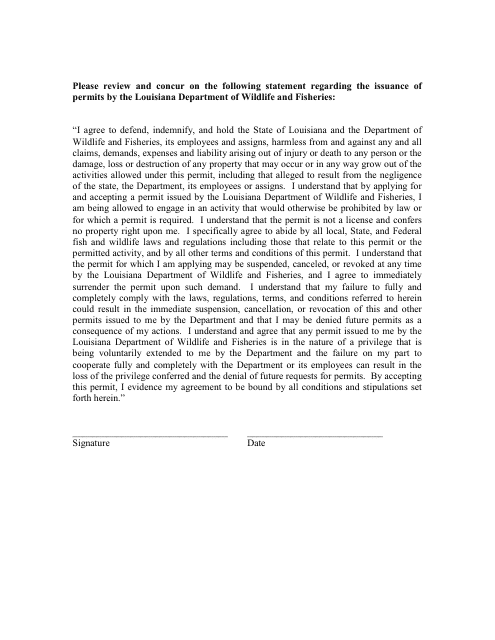 Restricted Snake Hold Harmless Agreement - Louisiana Download Pdf