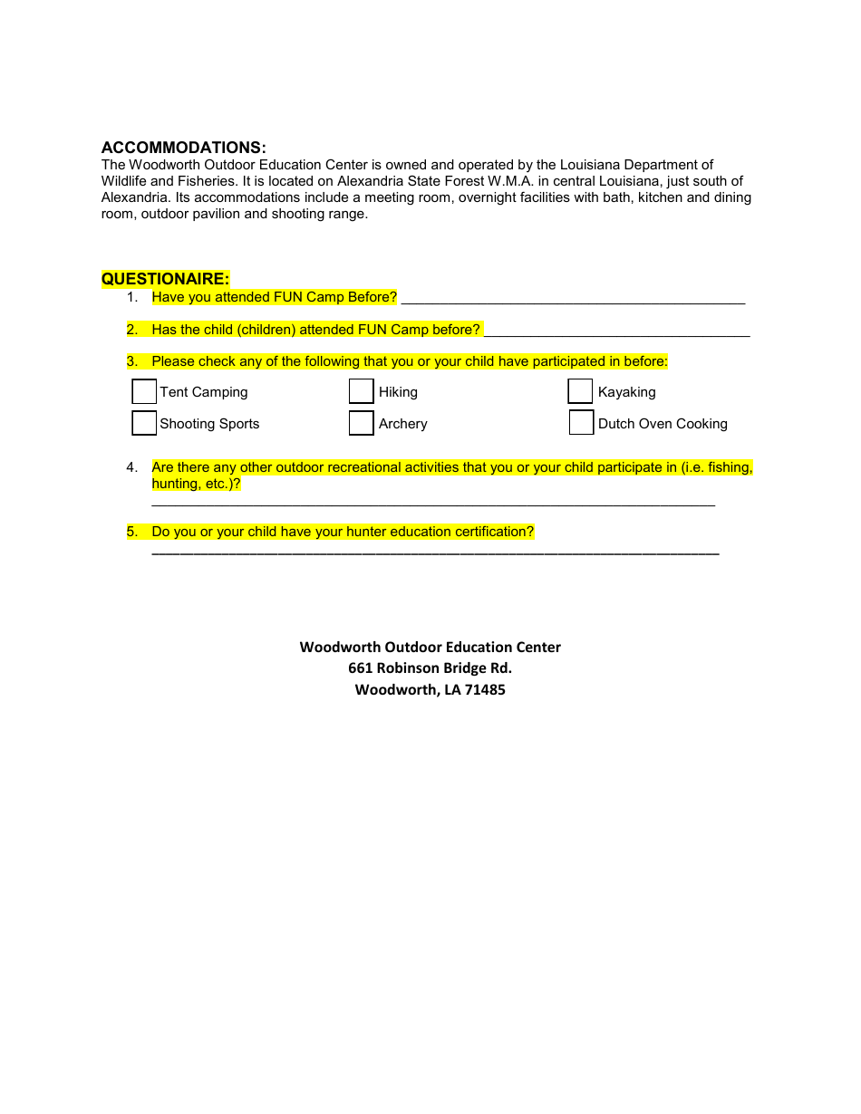 Father / Child Fun Camp Registration Form - Louisiana, Page 3