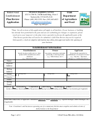 UDAF Form PRA Retail Food Establishment Plan Review Application - Utah