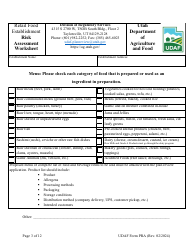 UDAF Form PRA Retail Food Establishment Plan Review Application - Utah, Page 3
