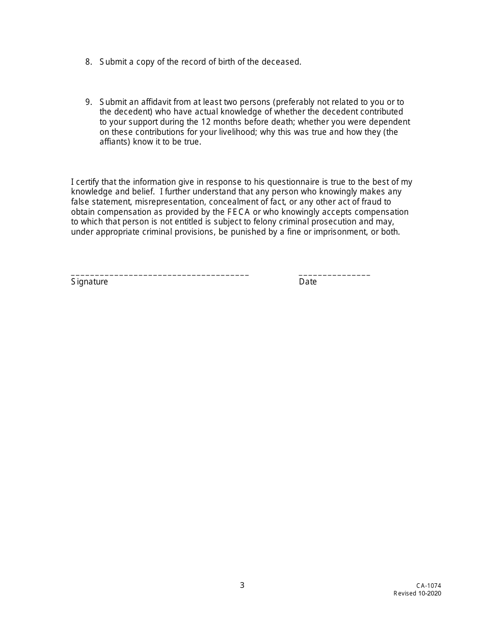 Form CA-1074 Download Printable PDF or Fill Online Letter to Parents in ...