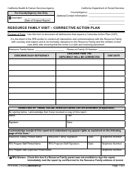 Document preview: Form RFA809C Resource Family Visit - Corrective Action Plan - California